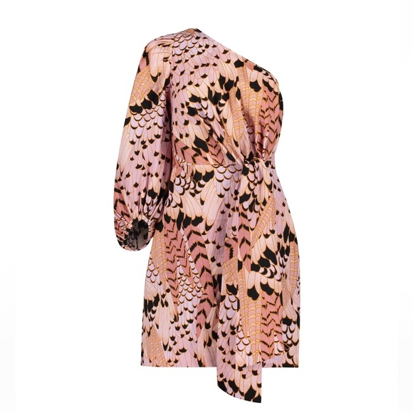 SOLD - Ted Baker Pink and Black Asymmetrical Smocked Cocktail Dress - Picture 4 of 6